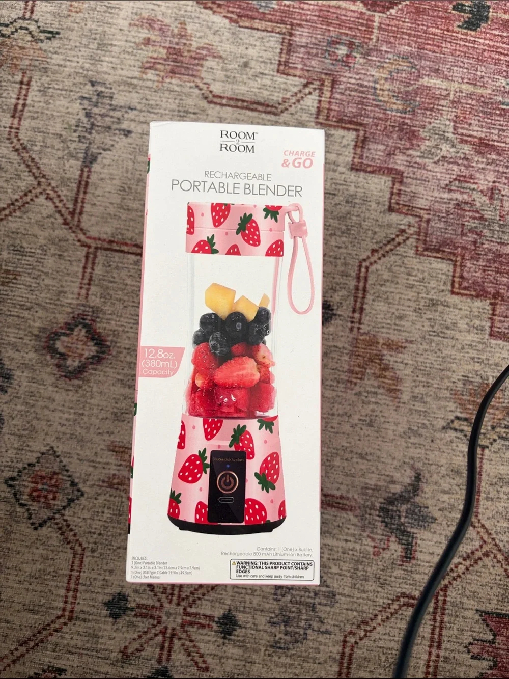 Strawberry Pink Rechargeable Portable Blender